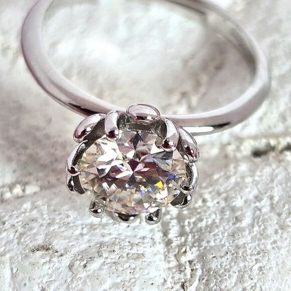 GH Color 8mm Moissanite 925 Sterling Silver Ring Sz 8.25 (adjustable) - Picture 7 of 8